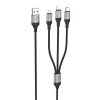 Кабель Hoco X102 3в1 USB A к Lightning/Micro USB/USB C 2.4A 1 м Black (6942007608794)