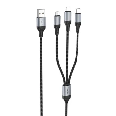 Кабель Hoco X102 3в1 USB A до Lightning/Micro USB/USB C 2.4A 1 м Black (6942007608794)