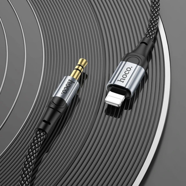 Кабель AUX Lightning до Jack 3.5 мм Hoco 1 м UPA26 Black (6942007608817)