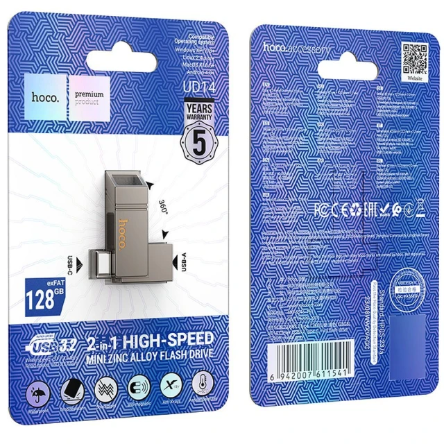 USB-флешка Hoco UD14 64GB USB 3.2 Grey (6942007611534)