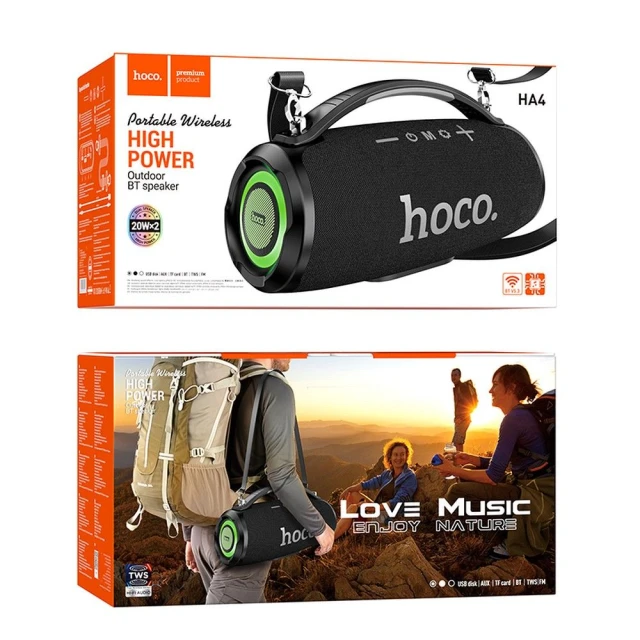 Колонка бездротова Hoco HA4 LED 2x20W Camo (6942007612272)