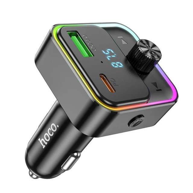 Автомобільний зарядний пристрій Hoco E81 USB A + USB C QC3.0 PD 30W з трансмітером Black (5903396461583)