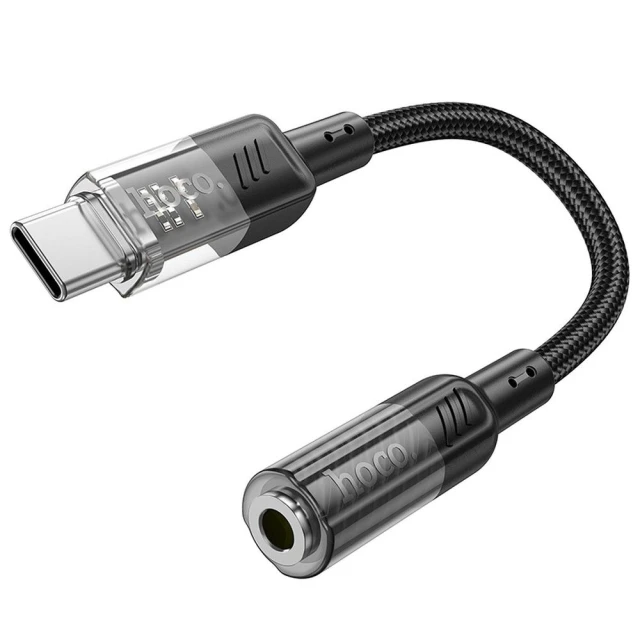 Адаптер AUX Hoco LS37 USB C to Jack 3.5 mm Transparent Black (6942007612609)