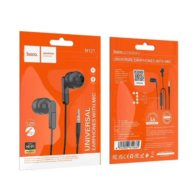Навушники Hoco M121 Jack 3.5 mm Black (6942007612661)