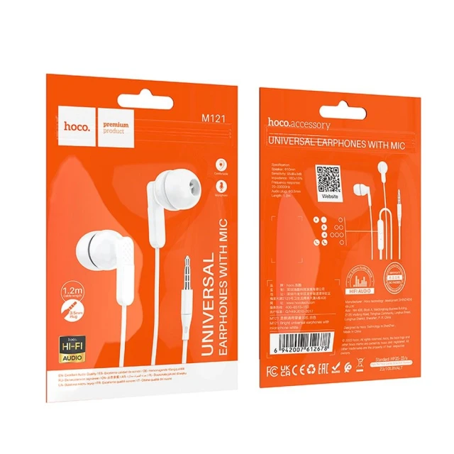 Навушники Hoco M121 Jack 3.5 mm White (6942007612678)