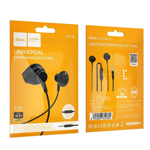 Навушники Hoco M125 Jack 3.5 mm Black (6942007612784)