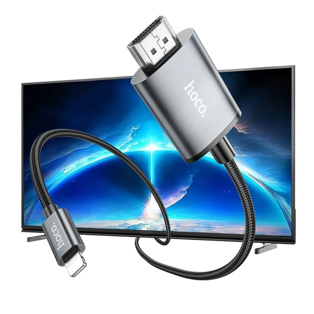 Кабель Hoco UA27 Lightning к HDMI 1080p 2 м Grey (6942007619011)