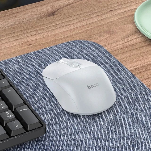 Мышка беспроводная Hoco GM28 2.4G 1600 dpi White Grey (6942007619691)