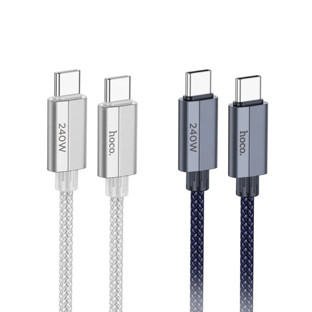 Кабель USB-C to USB-C Hoco U134 QC3.0 PD 5A 240W 1.8m Grey (6942007620086)