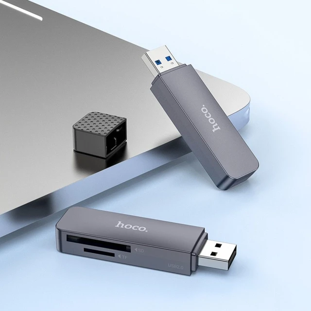Картрідер Hoco USB A 2.0 SD/TF HB45 Grey (6942007620499)