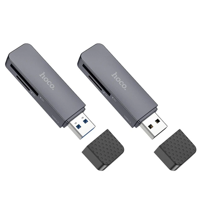 Картрідер Hoco USB A 2.0 SD/TF HB45 Grey (6942007620499)