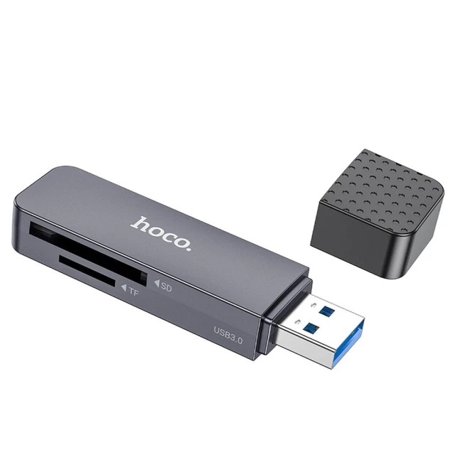 Картрідер Hoco USB A 2.0 SD/TF HB45 Grey (6942007620499)
