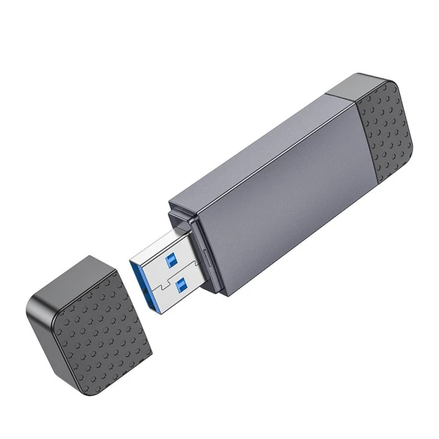 Кардрідер Hoco USB A / USB C 2.0 HB45 SD / TF Grey (6942007620512)