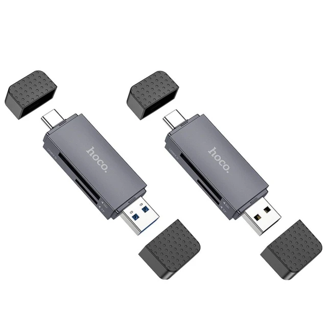 Кардрідер Hoco USB A / USB C 2.0 HB45 SD / TF Grey (6942007620512)
