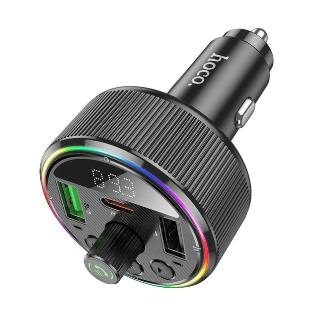 FM-трансмітер Hoco E82 Bluetooth 2xUSB-A + USB-C QC3.0 PD 30W Black (6942007620642)