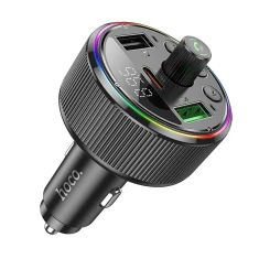 FM-трансмітер Hoco E82 Bluetooth 2xUSB-A + USB-C QC3.0 PD 30W Black (6942007620642)