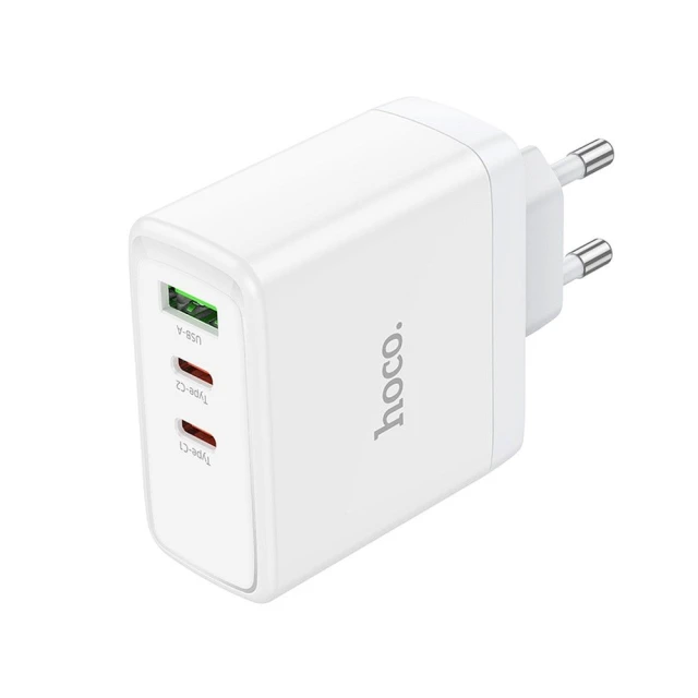 Мережевий зарядний пристрій Hoco N30 2 x USB C + USB A GaN QC PD 65W White (6942007621069)