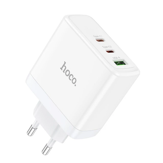Мережевий зарядний пристрій Hoco N30 2 x USB C + USB A GaN QC PD 65W White (6942007621069)