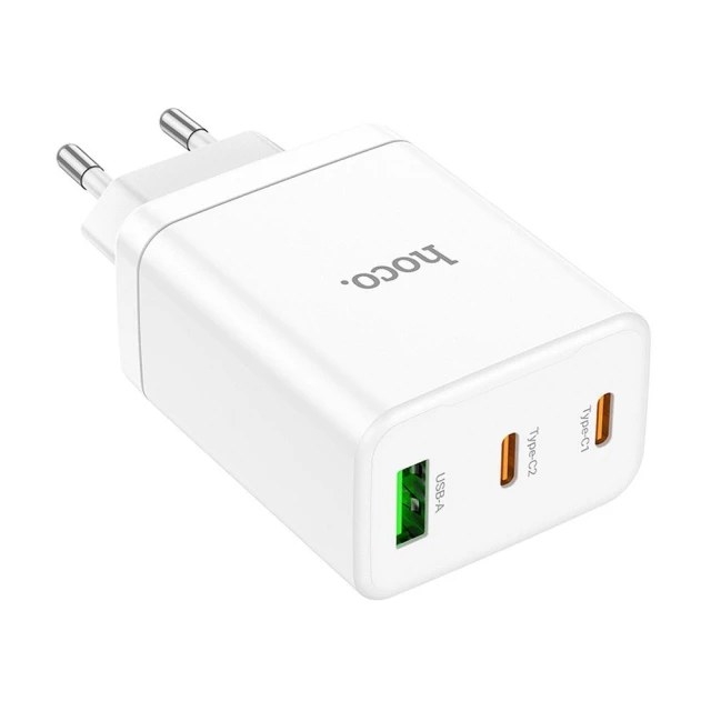 Мережевий зарядний пристрій Hoco N33 2x USB C + USB A QC3.0 PD 3A 35W White (6942007621076)
