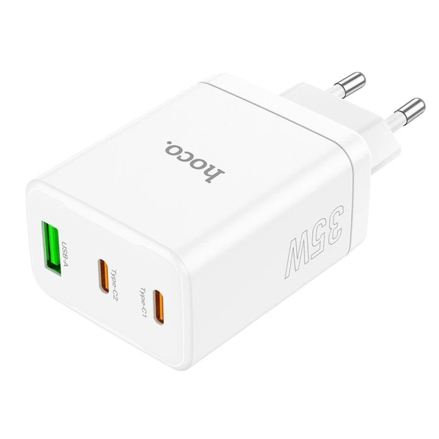 Мережевий зарядний пристрій Hoco N33 2x USB C + USB A QC3.0 PD 3A 35W White (6942007621076)