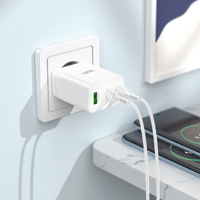 Мережевий зарядний пристрій Hoco N33 2x USB C + USB A QC3.0 PD 3A 35W White (6942007621076)