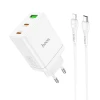 Мережевий зарядний пристрій Hoco N33 2 x USB C + USB A QC3.0 PD 3A 35W + кабель USB C to Lightning White (6942007621083)