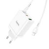 Мережевий зарядний пристрій Hoco N33 2 x USB C + USB A QC3.0 PD 3A 35W + кабель USB C to Lightning White (6942007621083)