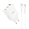 Мережевий зарядний пристрій Hoco N33 2x USB C + USB A QC3.0 PD 3A 35W + кабель USB C to USB C White (6942007621090)