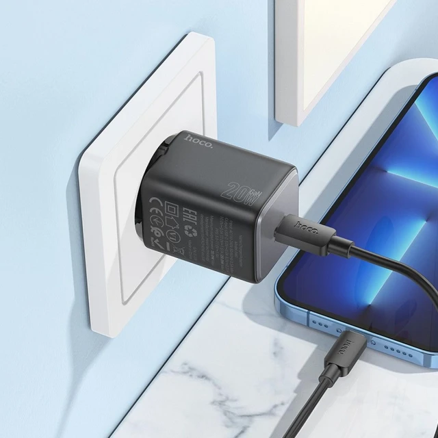 Мережевий зарядний пристрій Hoco N40 USB C QC PD 20W Black (6942007622011)