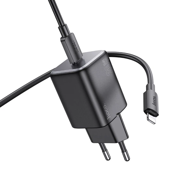 Мережевий зарядний пристрій Hoco N40 USB C QC PD 20W + кабель USB C to Lightning Black (6942007622035)