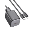 Мережевий зарядний пристрій Hoco N40 USB C QC PD 20W + кабель USB C to Lightning Black (6942007622035)