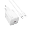 Мережевий зарядний пристрій Hoco N40 USB C QC PD 20W + кабель USB C to Lightning White (6942007622042)