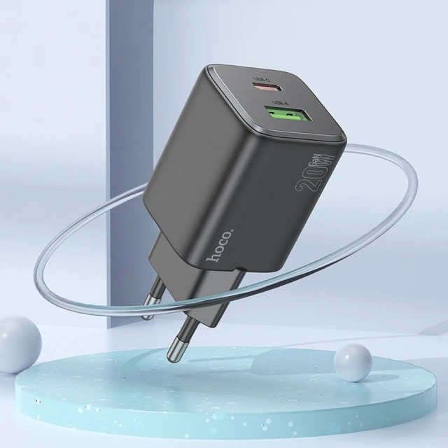 Мережевий зарядний пристрій Hoco N41 USB A + USB C QC3.0 PD 20W Black (6942007622073)