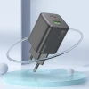 Мережевий зарядний пристрій Hoco N41 USB-A + USB-C QC PD 20W + кабель USB-C to Lightning Black (6942007622097)