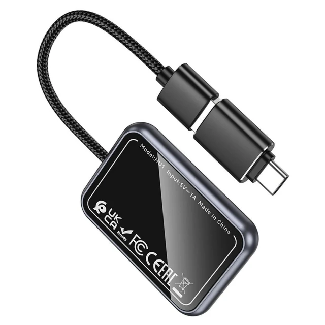 Бездротовий адаптер Hoco HU1 CarPlay USB A / USB C Black (6942007623674)