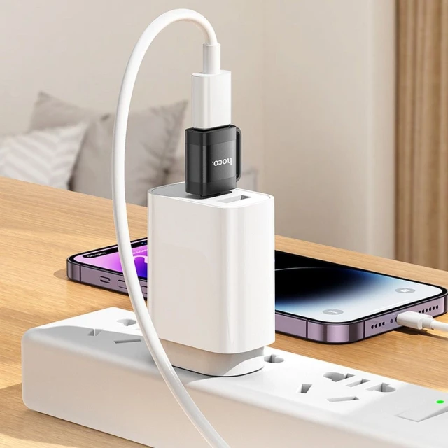 Адаптер OTG USB C до USB A Hoco 3A UA31C Black (6942007628129)