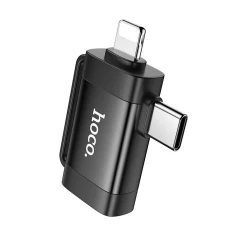 Адаптер Hoco UA31F OTG 2в1 USB C / Lightning to USB A Black (6942007628181)