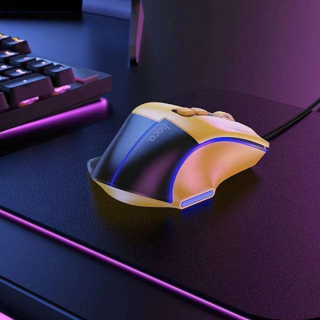 Мишка дротова ігрова Hoco GM31 USB A 3600 dpi Black Yellow (6942007629201)