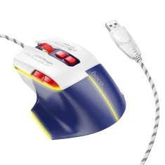 Мишка дротова ігрова Hoco GM31 USB A 3600 dpi White Blue (6942007629218)