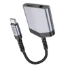Адаптер Hoco LS39 AUX 2в1 USB C до USB C/Jack 3.5 мм 27W Grey (6942007629355)