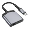 Адаптер Hoco LS39 AUX 2в1 USB C до USB C/Jack 3.5 мм 27W Grey (6942007629355)