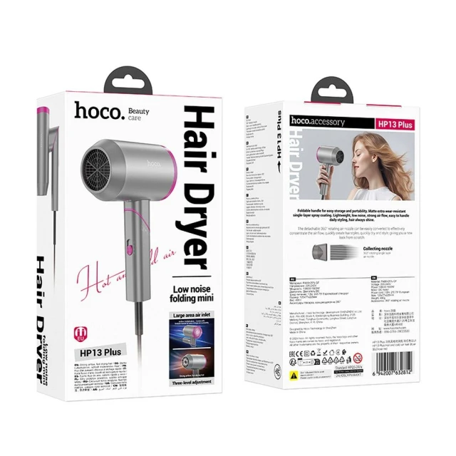 Фен для волосся Hoco HP13 Plus Pink (6942007632812)