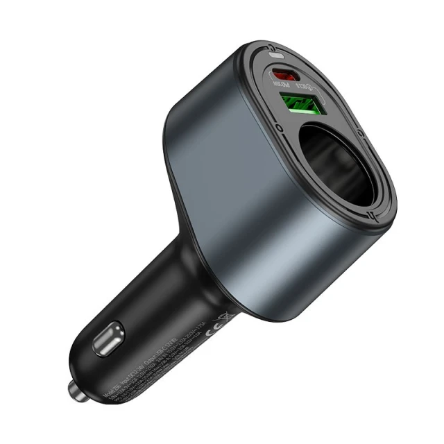 Автозарядка Hoco Z56 USB-A + USB-C + роз'єм прикурювача PD QC3.0 3A 35W Black (6942007633031)