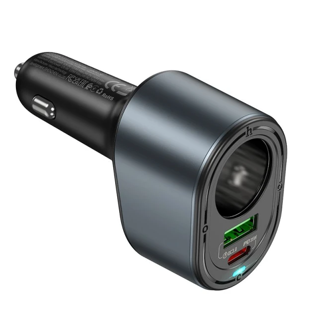 Автозарядка Hoco Z56 USB-A + USB-C + роз'єм прикурювача PD QC3.0 3A 35W Black (6942007633031)