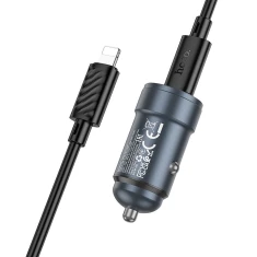 Автомобільний зарядний пристрій Hoco Z57 USB C QC3.0 PD 30W + кабель USB C до Lightning Grey (6942007633062)