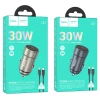 Автомобільний зарядний пристрій Hoco Z57 USB C QC3.0 PD 30W + кабель USB C до Lightning Grey (6942007633062)