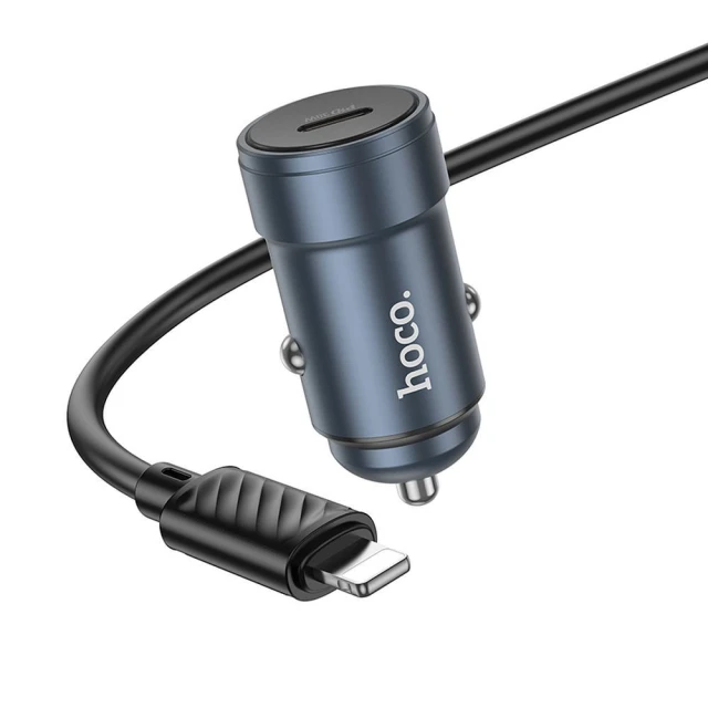 Автомобільний зарядний пристрій Hoco Z57 USB C QC3.0 PD 30W + кабель USB C до Lightning Grey (6942007633062)