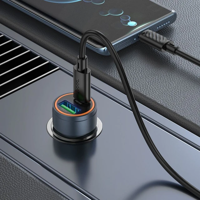 Автозарядка Hoco Z57A USB-A + USB-C QC3.0 PD 30W Grey (6942007633109)