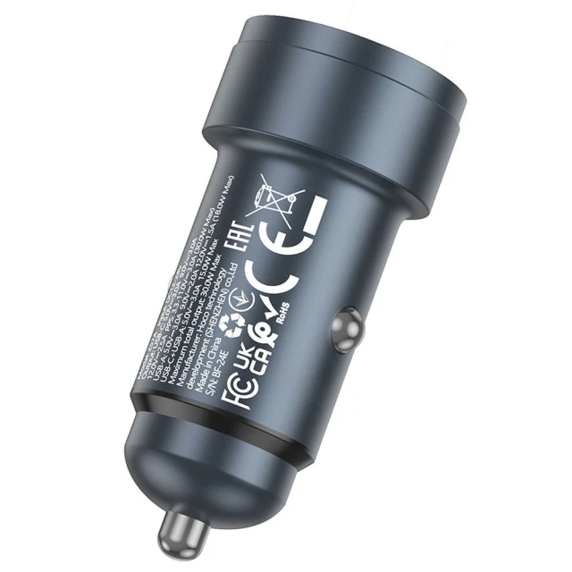 Автозарядка Hoco Z57A USB-A + USB-C QC3.0 PD 30W Grey (6942007633109)