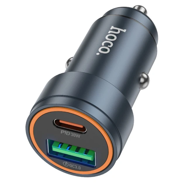 Автозарядка Hoco Z57A USB-A + USB-C QC3.0 PD 30W Grey (6942007633109)